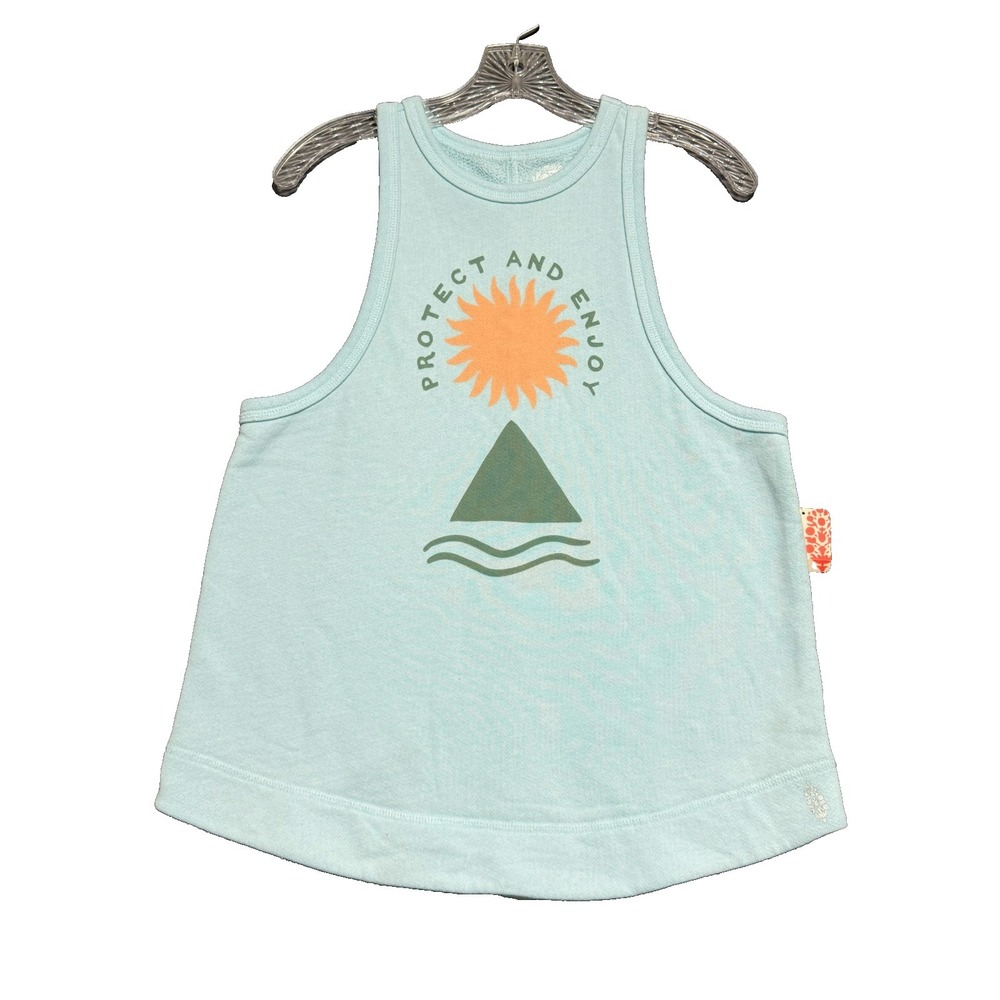 Free People Movement Graphic Tank Top Womens S Blue Athleisure Yoga Activewear
